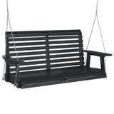 VidaXL Gartenschaukelbank mit Metallketten, massives Kiefernholz, schwarz