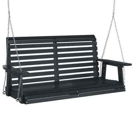 VidaXL Gartenschaukelbank mit Metallketten, massives Kiefernholz, schwarz