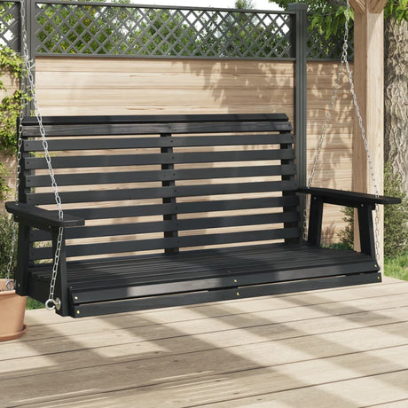 VidaXL Gartenschaukelbank mit Metallketten, massives Kiefernholz, schwarz