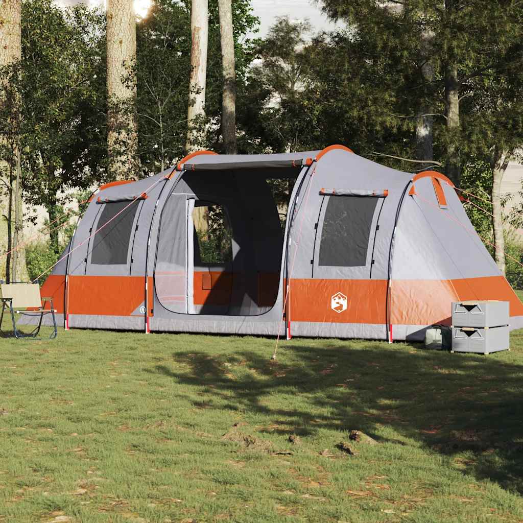 Vidaxl Tunnel Tent à 4 personnes étanche gris et orange