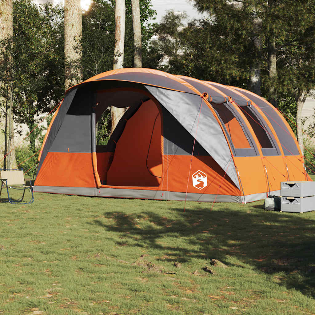 Vidaxl Tunnel Tent à 5 personnes étanche gris et orange