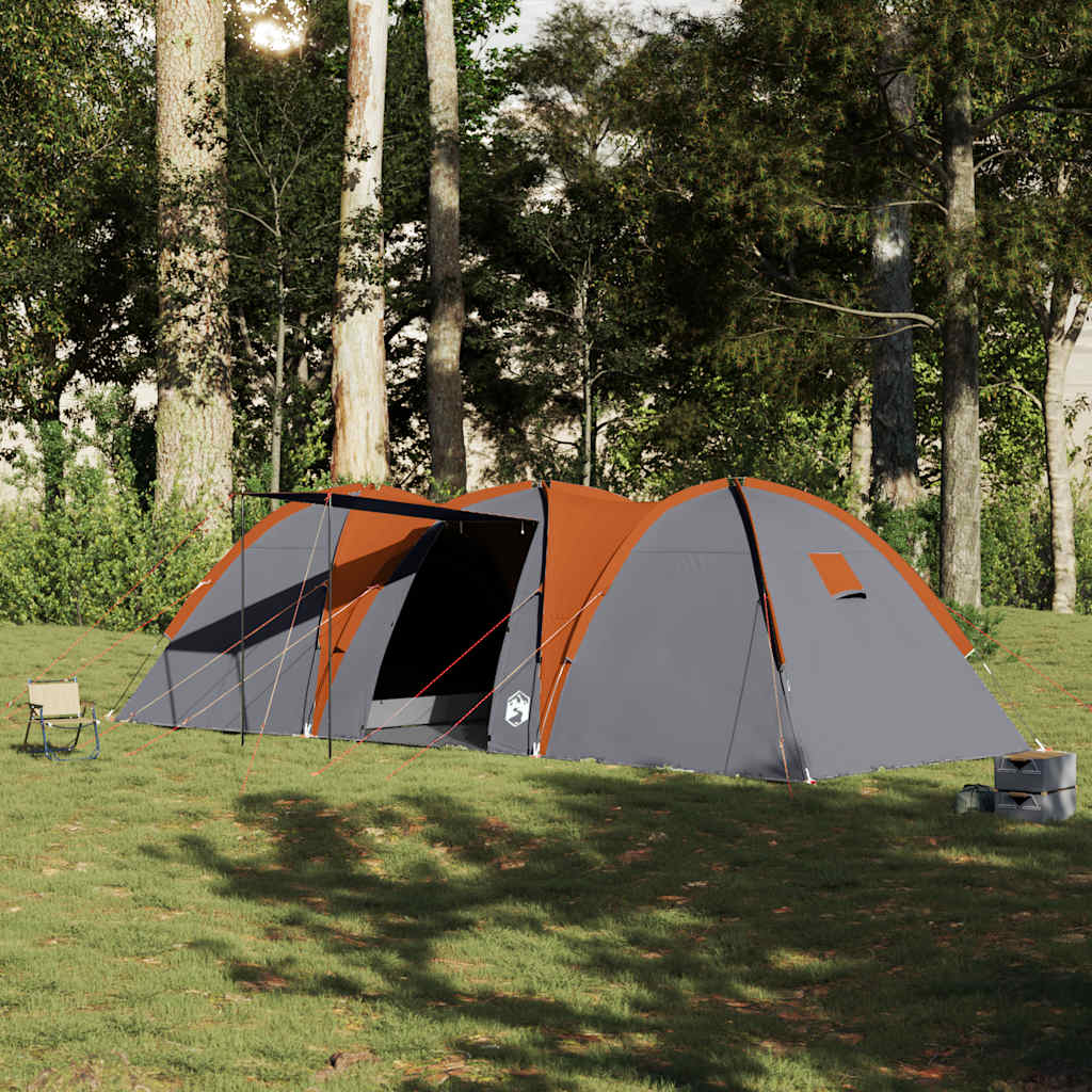 Vidaxl Dome Tenda 8 persone impermeabile grigio e arancione