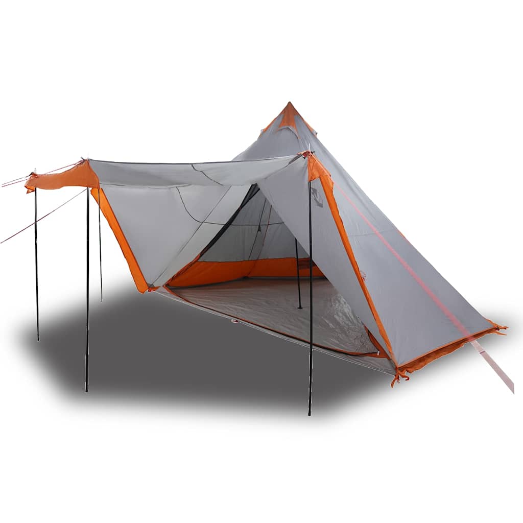 Vidaxl Tipi-Zelt 6-Personen wasserdicht grau und orange