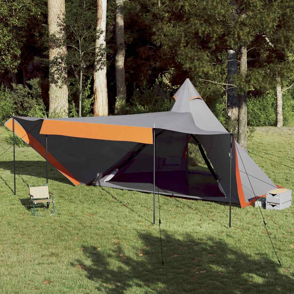 Vidaxl Tipi-Zelt 6-Personen wasserdicht grau und orange