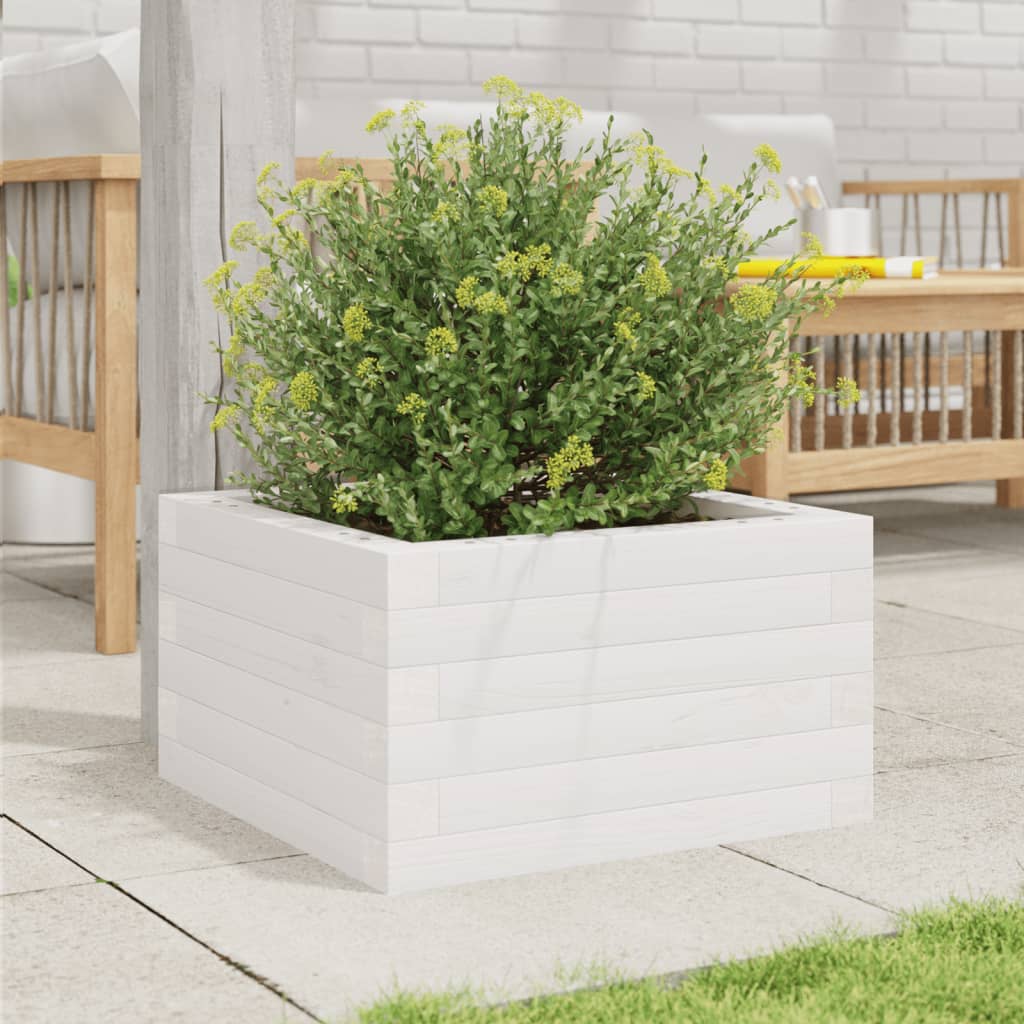 Vidaxx Pflanzgefäß 40x40x23 cm massives Kiefernholz weiß