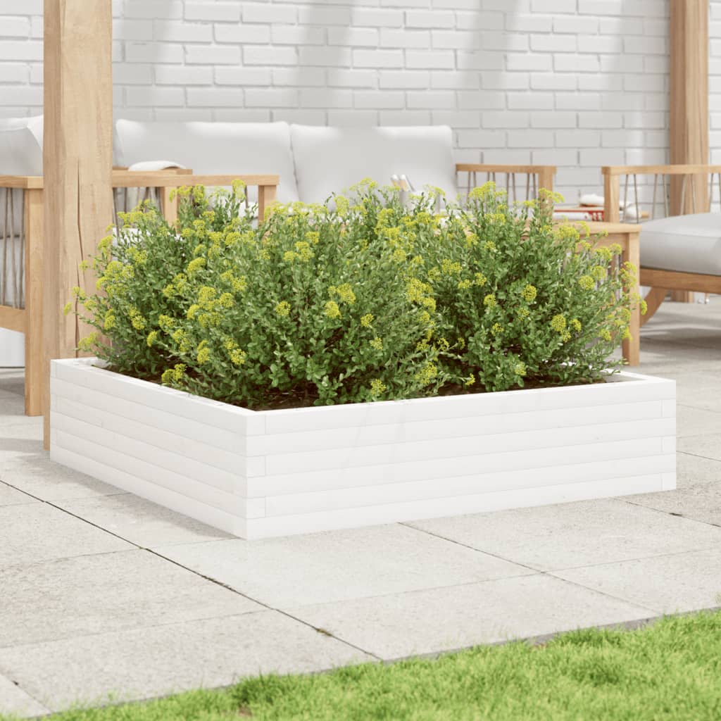 Vidaxx Pflanzgefäß 100x100x23 cm massives Kiefernholz weiß