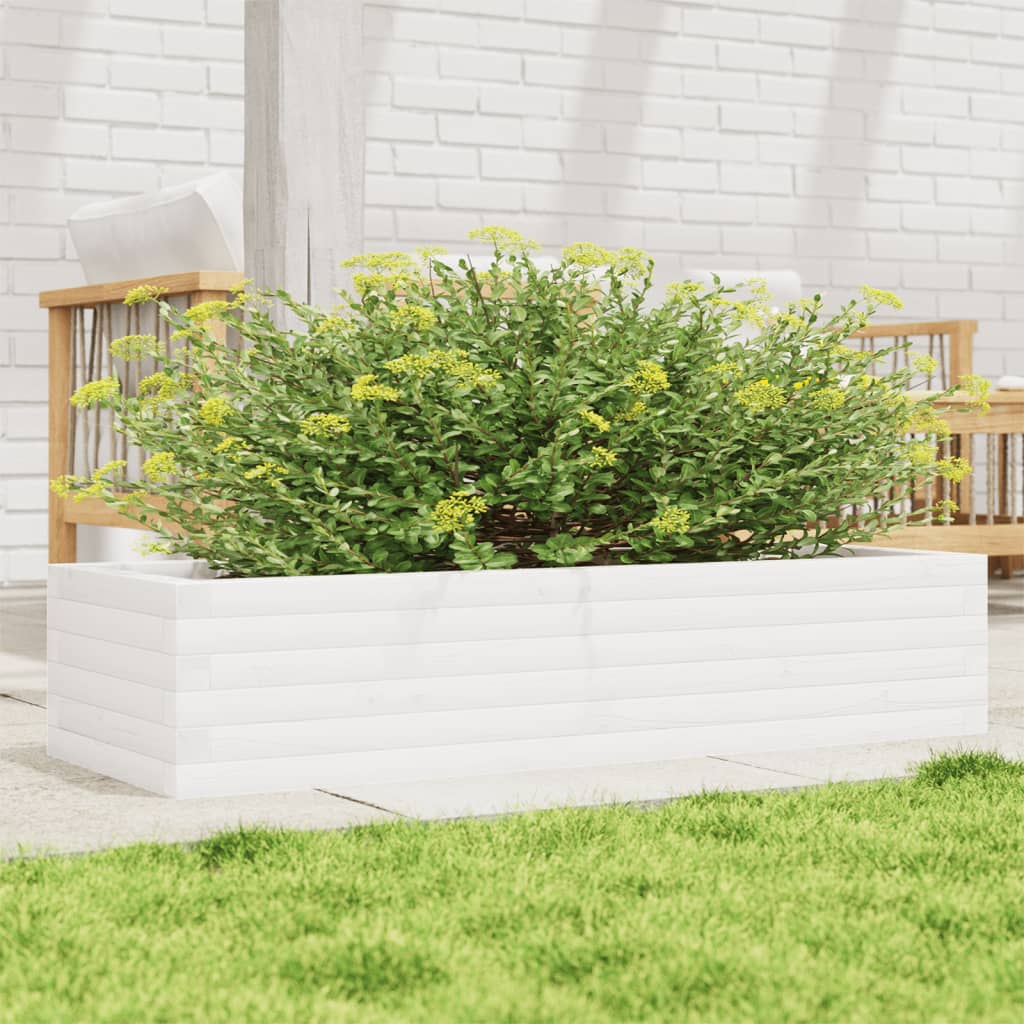 Vidaxx Pflanzgefäß 110x40x23 cm massives Kiefernholz weiß