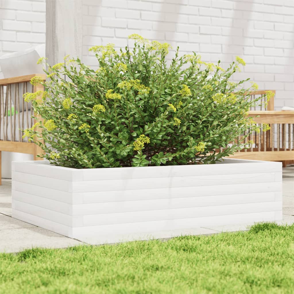 Vidaxx Pflanzgefäß 90x60x23 cm massives Kiefernholz weiß