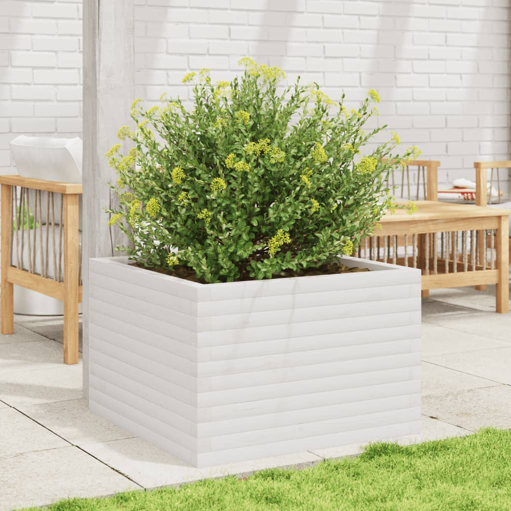 Vidaxx Pflanzgefäß 70x70x45,5 cm massives Kiefernholz weiß