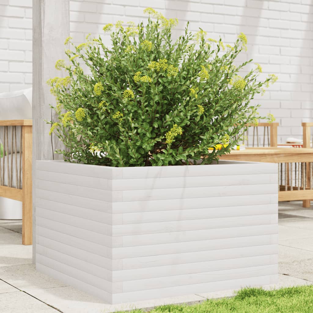 Vidaxx Pflanzgefäß 70x70x45,5 cm massives Kiefernholz weiß
