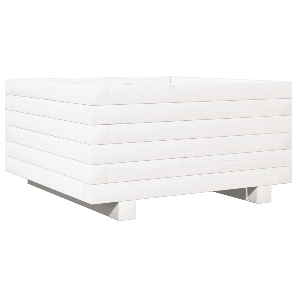 Vidaxx Pflanzgefäß 50x50x26,5 cm massives Kiefernholz weiß
