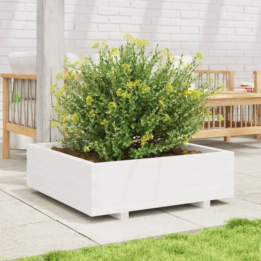 Vidaxx Pflanzgefäß 80x80x26,5 cm massives Kiefernholz weiß