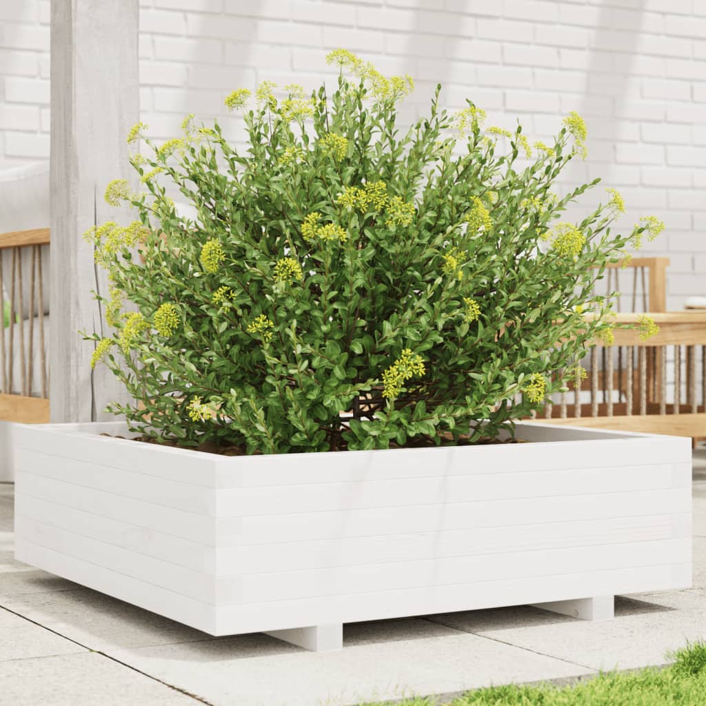 Vidaxx Pflanzgefäß 80x80x26,5 cm massives Kiefernholz weiß