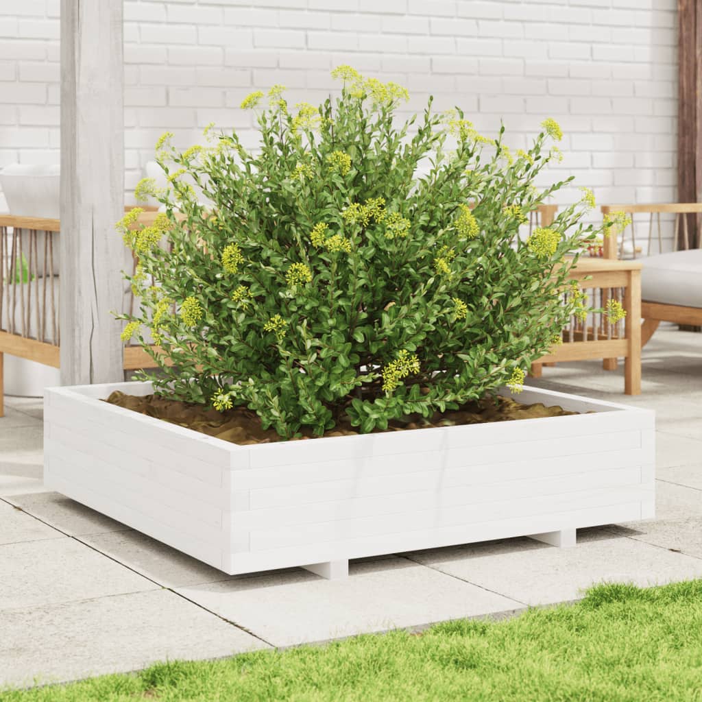 Vidaxx Pflanzgefäß 100x100x26,5 cm massives Kiefernholz weiß