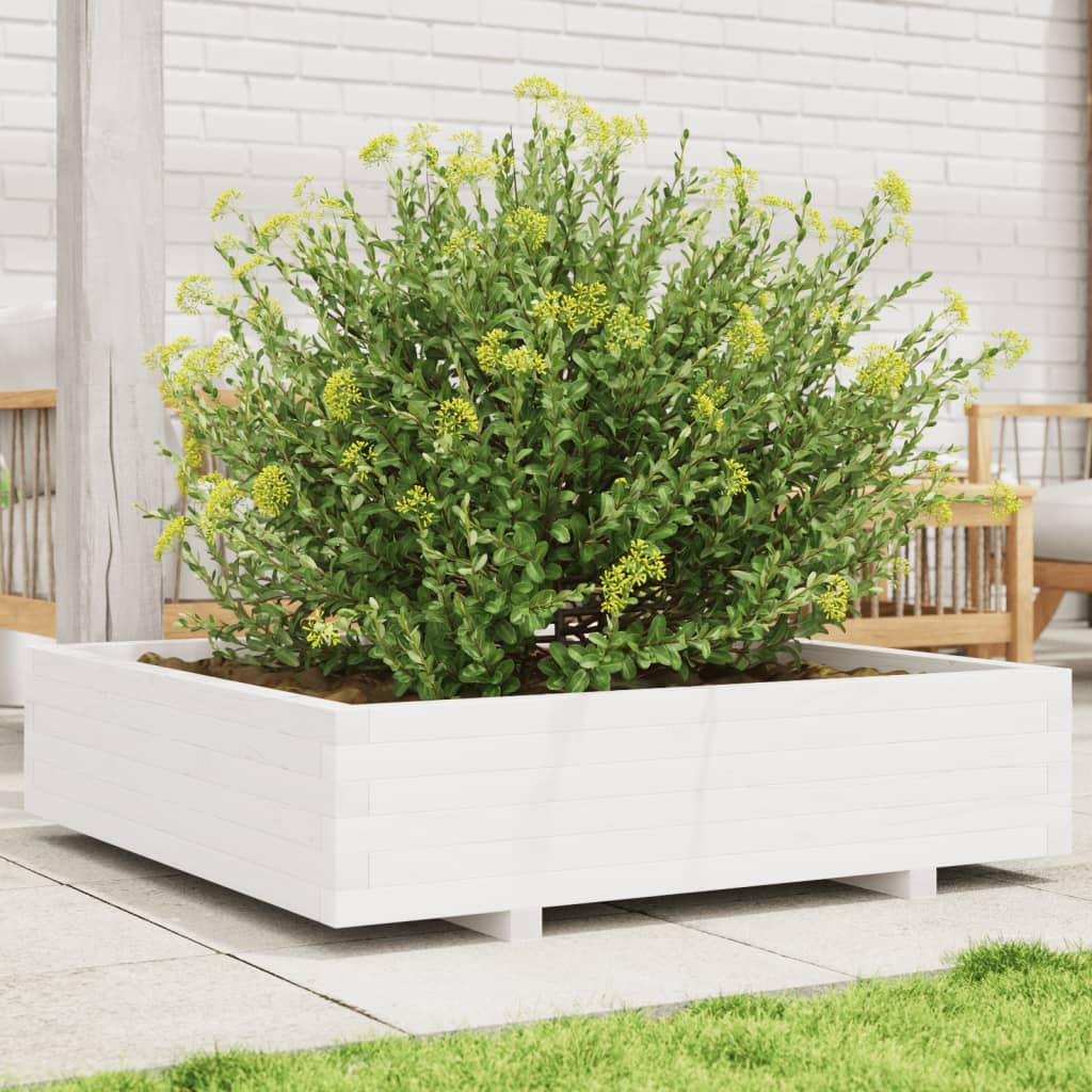 Vidaxx Pflanzgefäß 100x100x26,5 cm massives Kiefernholz weiß