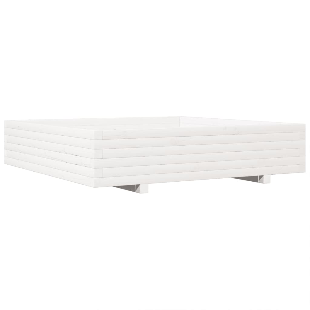 Vidaxx Pflanzgefäß 110x110x26,5 cm massives Kiefernholz weiß