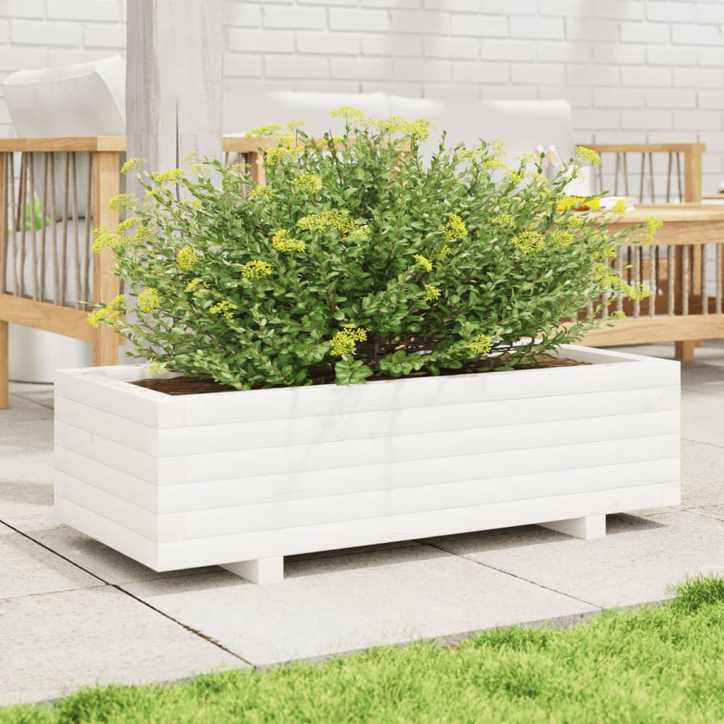 Vidaxx Pflanzgefäß 90x40x26,5 cm massives Kiefernholz weiß