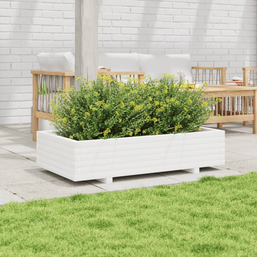 Vidaxx Pflanzgefäß 110x60x26,5 cm massives Kiefernholz weiß