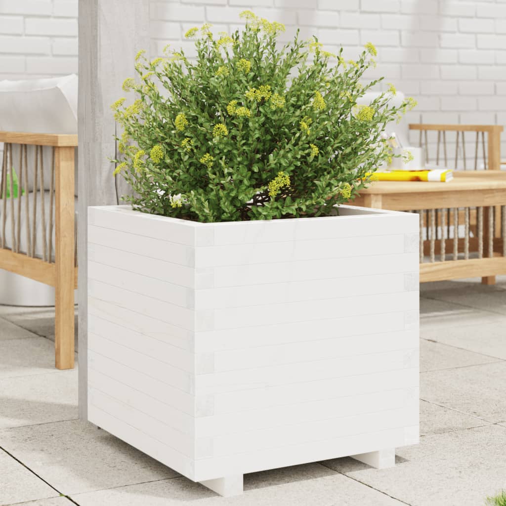 Vidaxx Pflanzgefäß 60x60x49,5 cm massives Kiefernholz weiß