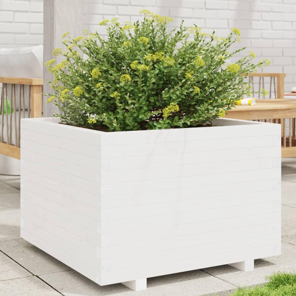 Vidaxx Pflanzgefäß 70x70x49,5 cm massives Kiefernholz weiß