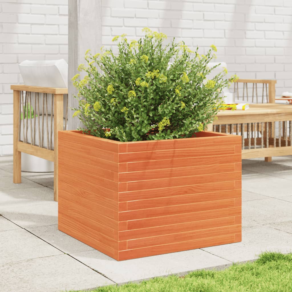 VidaXL Pflanzgefäß 60x60x46 cm massives Kiefernholz, braun gewaschen