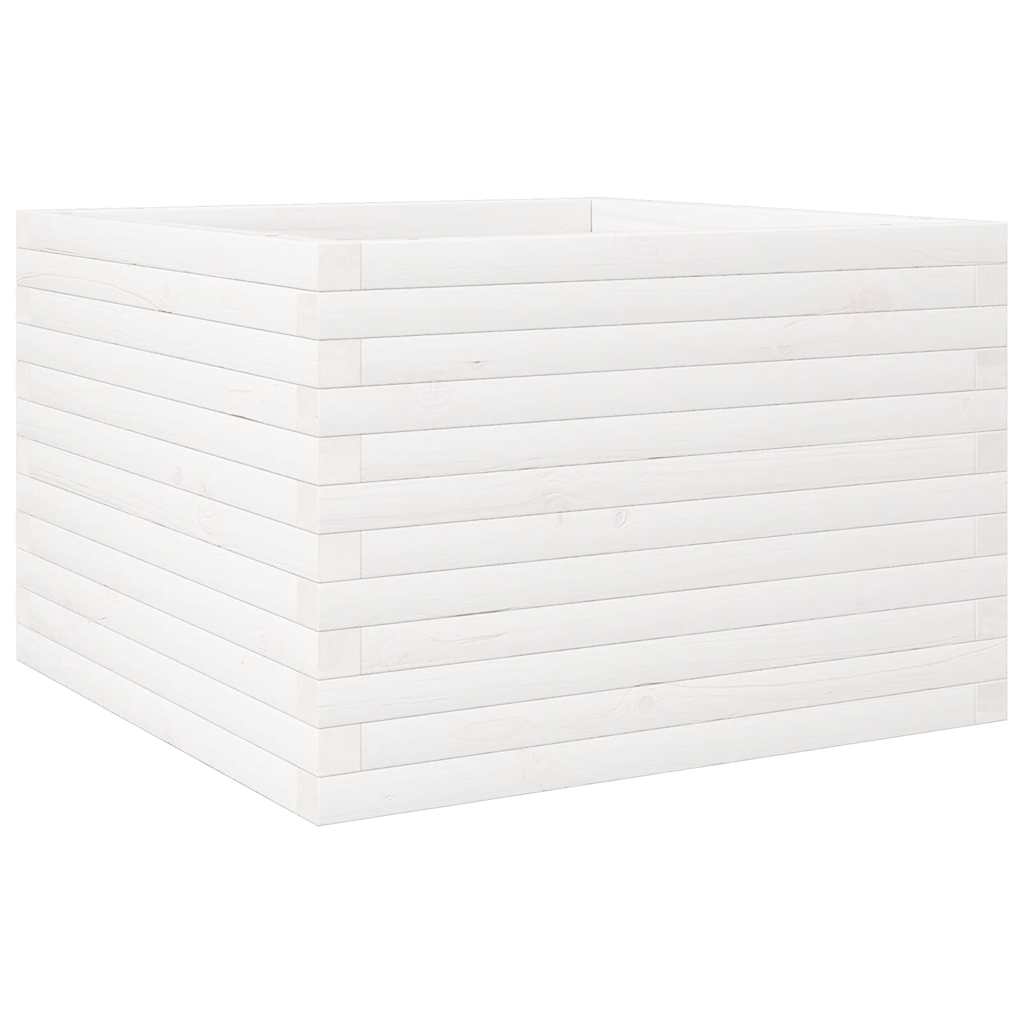 VidaXL Pflanzgefäß 70x70x46 cm massives Kiefernholz weiß
