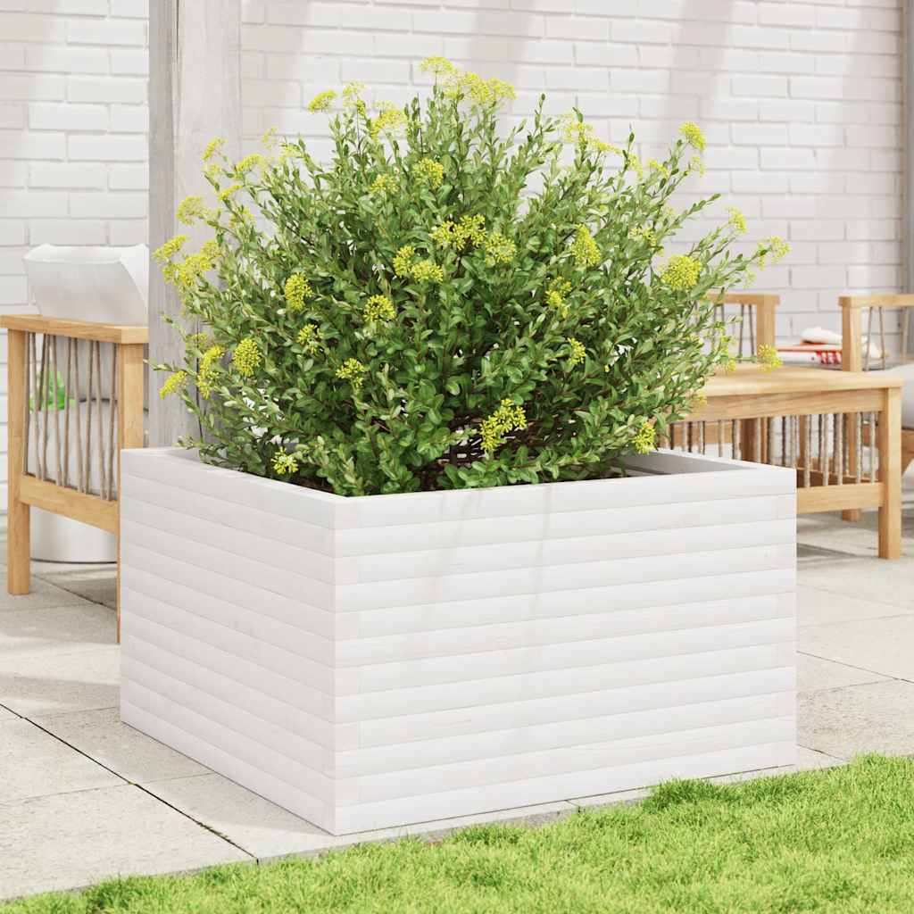 VidaXL Pflanzgefäß 80x80x46 cm massives Kiefernholz weiß
