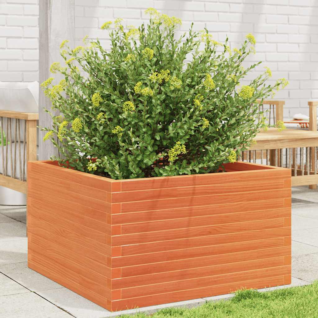 VidaXL Pflanzgefäß 80x80x46 cm massives Kiefernholz, braun gewaschen