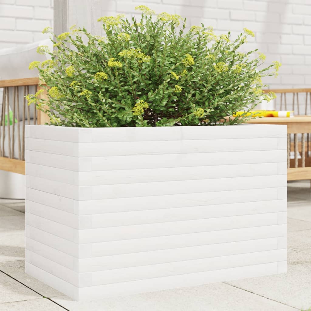 VidaXL Pflanzgefäß 70x40x46 cm massives Kiefernholz weiß