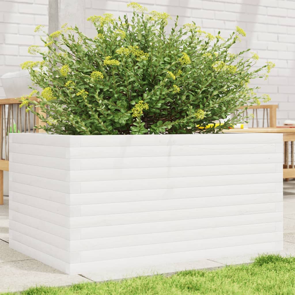 VidaXL Pflanzgefäß 90x60x46 cm massives Kiefernholz weiß