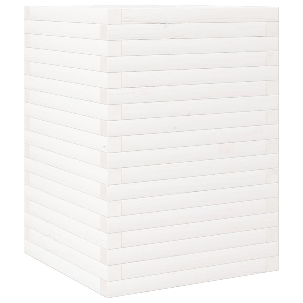 VidaXL Pflanzgefäß 50x50x68,5 cm massives Kiefernholz weiß