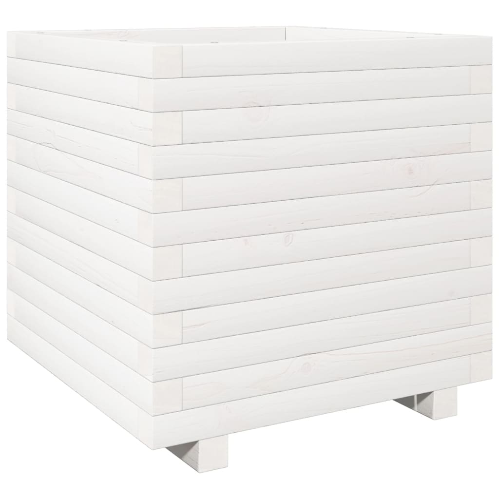 VidaXL Pflanzgefäß 50x50x49,5 cm massives Kiefernholz weiß
