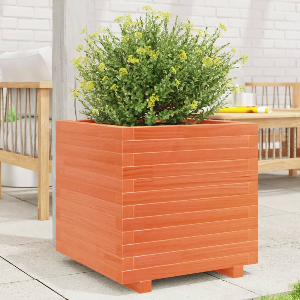 VidaXL Pflanzgefäß 50x50x49,5 cm massives Kiefernholz, braun gewaschen