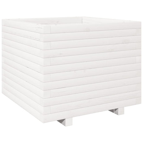 VidaXL Pflanzgefäß 60x60x49,5 cm massives Kiefernholz weiß