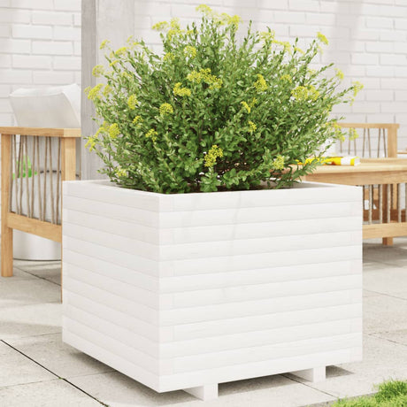 VidaXL Pflanzgefäß 60x60x49,5 cm massives Kiefernholz weiß