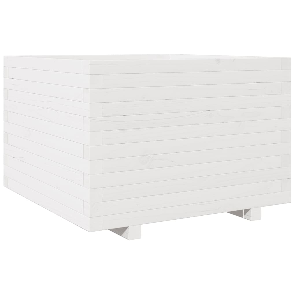 VidaXL Pflanzgefäß 70x70x49,5 cm massives Kiefernholz weiß