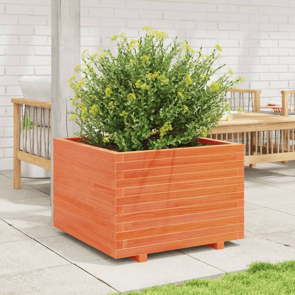 VidaXL Pflanzgefäß 70 x 70 x 49,5 cm, massives Kiefernholz, braun gewaschen