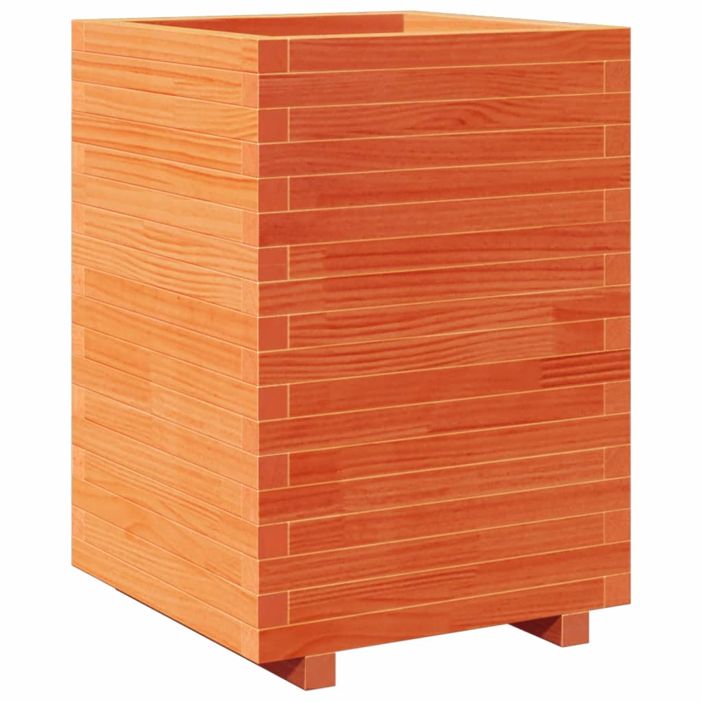 VidaXL Pflanzgefäß 50x50x72,5 cm massives Kiefernholz, braun gewaschen