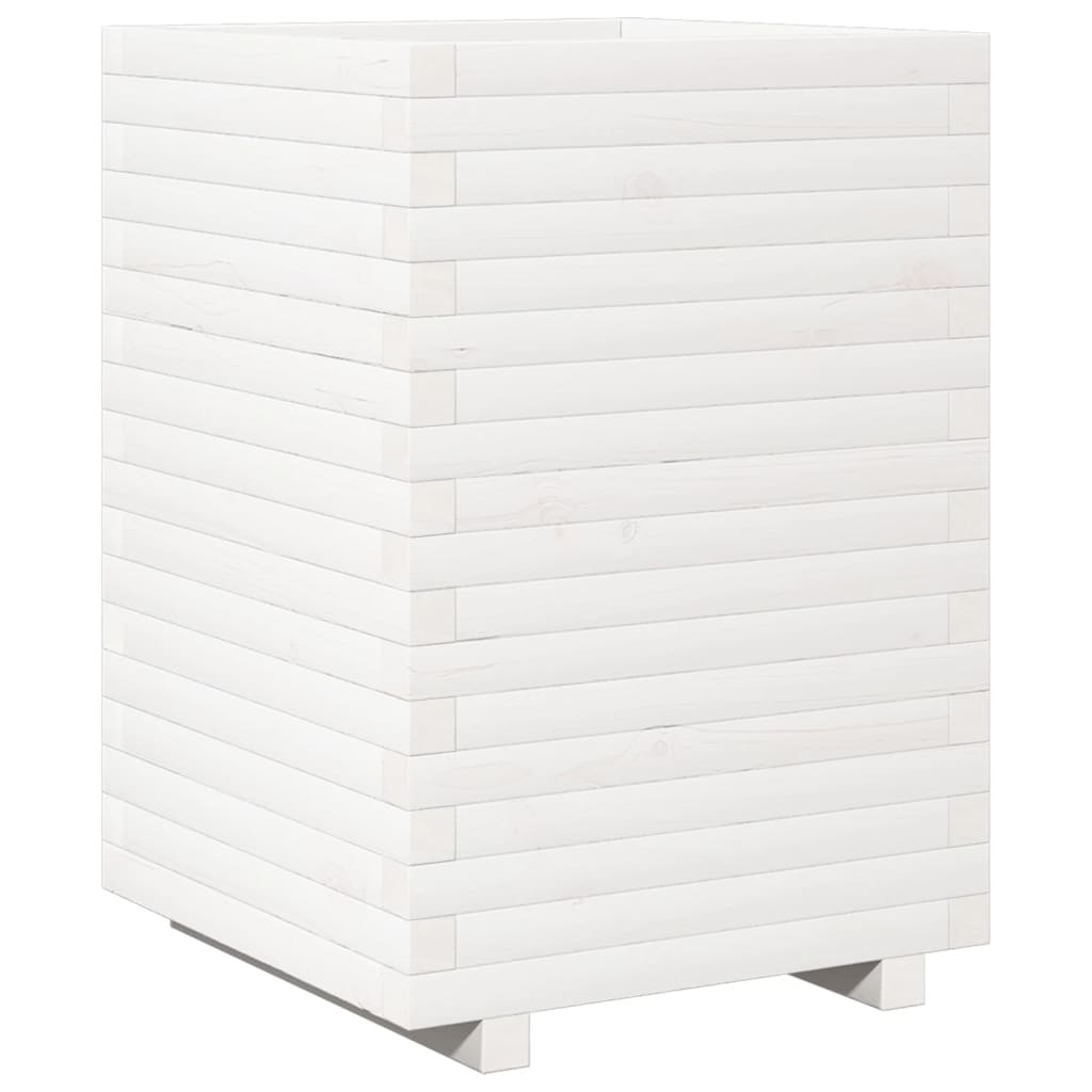 VidaXL Pflanzgefäß 50x50x72 cm massives Kiefernholz weiß
