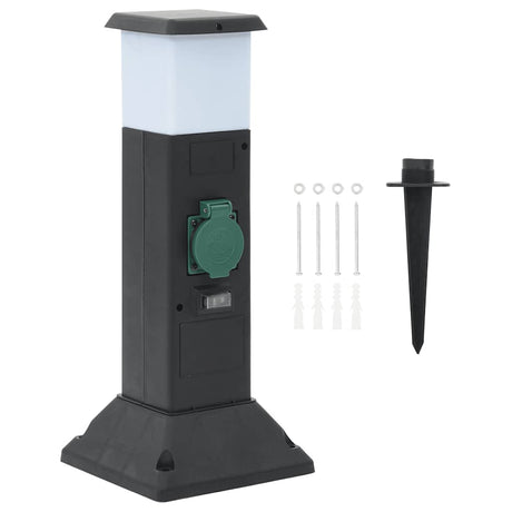Vidaxxl Gartensteckdose mit Lampe und Erdungsstift 2-fach 16x16x39,5 cm