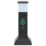 Vidaxxl Gartensteckdose mit Lampe und Erdungsstift 2-fach 16x16x39,5 cm