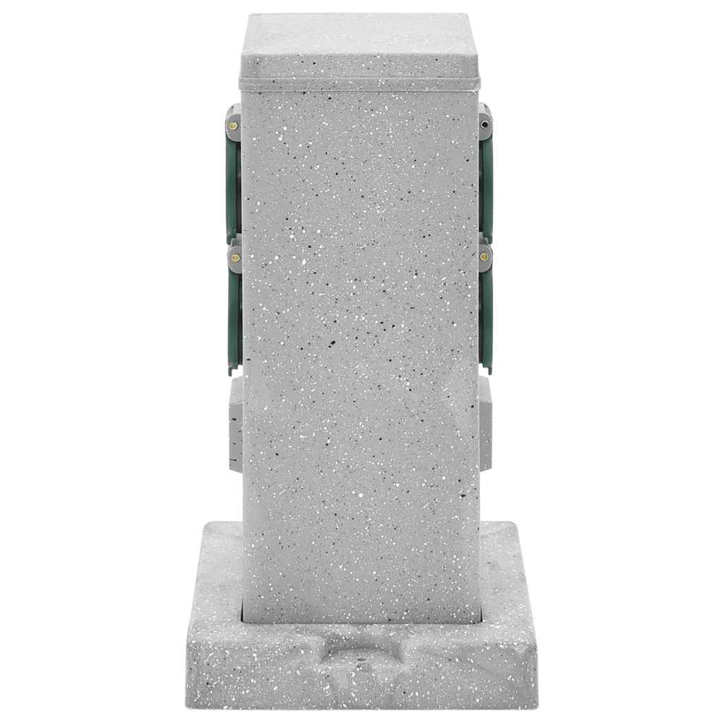 Vidaxxl Gartensteckdose Erdungsstift 4-fach Steinoptik 16x16x29,5 cm grau