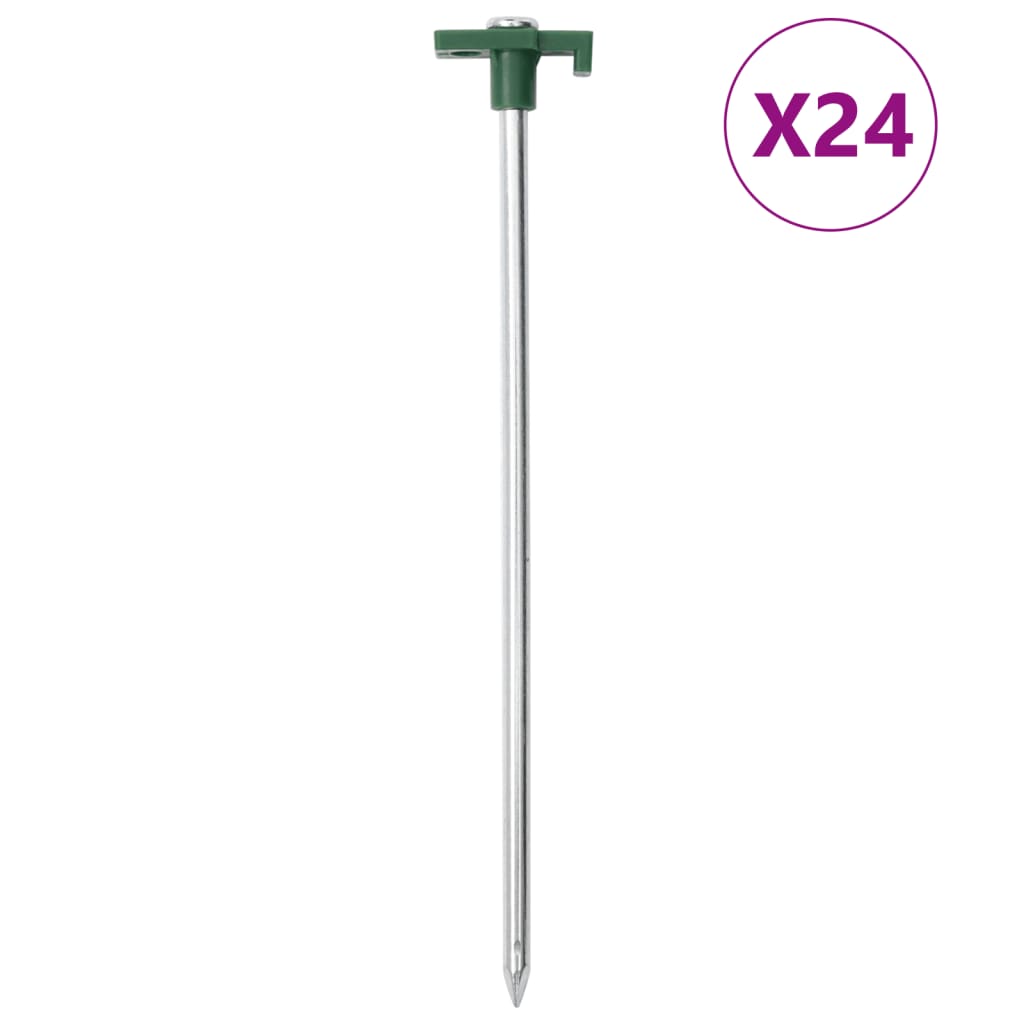 Vidaxl Zeltheringe 24 Stück 7 mm 25 cm verzinkter Stahl Polypropylen