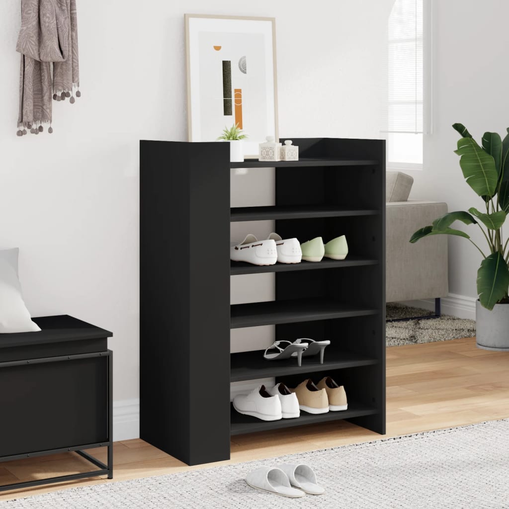 Vidaxl Cabinet da scarpe 74.5x37.5x100 cm Black in legno