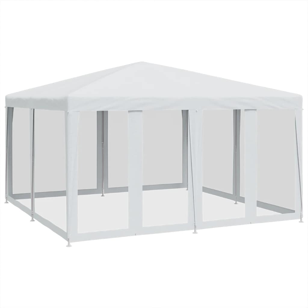 VidaXL Partyzelt mit 8 Mesh-Seitenwänden 4x4 m HDPE weiß
