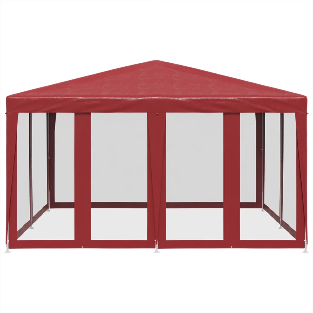 VidaXL Partyzelt mit 8 Mesh-Seitenwänden 4x4 m HDPE rot