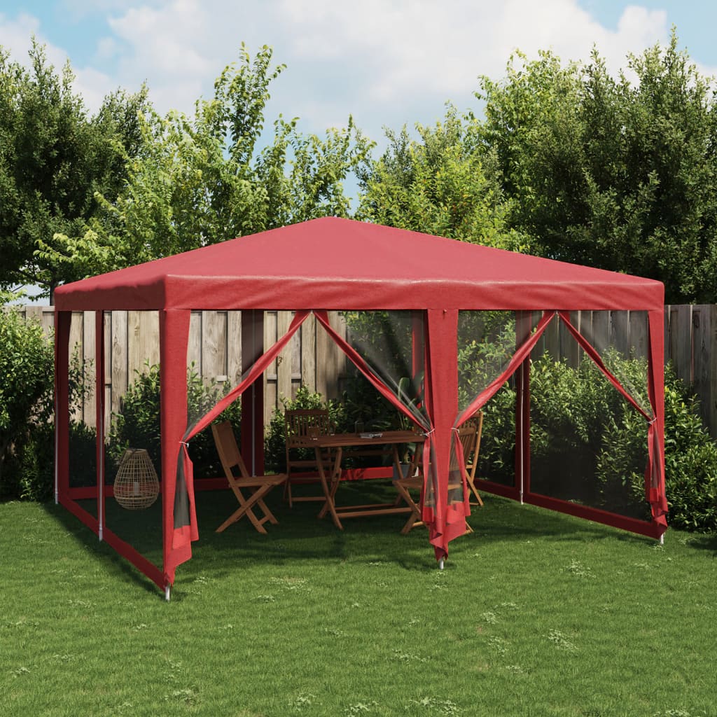 VidaXL Partyzelt mit 8 Mesh-Seitenwänden 4x4 m HDPE rot