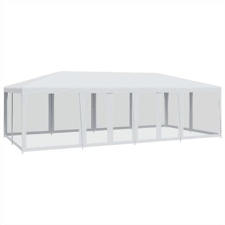 VidaXL Partyzelt mit 12 Mesh-Seitenwänden 8x4 m HDPE weiß