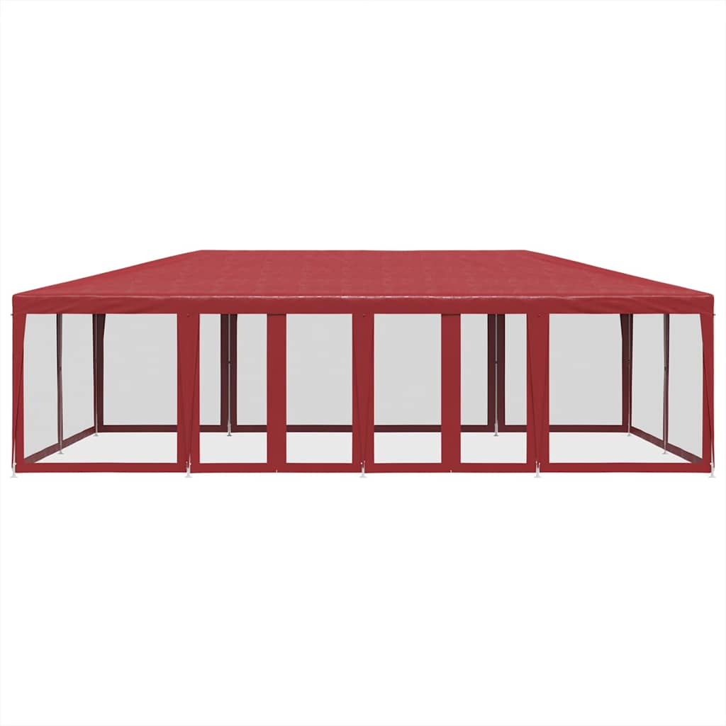 VidaXL Partyzelt mit 12 Mesh-Seitenwänden 8x4 m HDPE rot