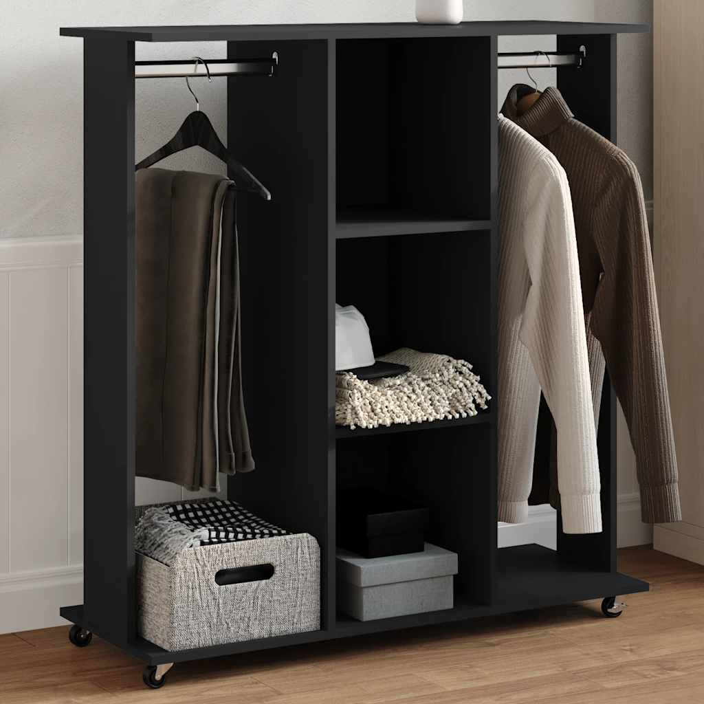 VidaXL Kleiderschrank mit Rollen 102x38x110 cm, lackiertes Holz schwarz